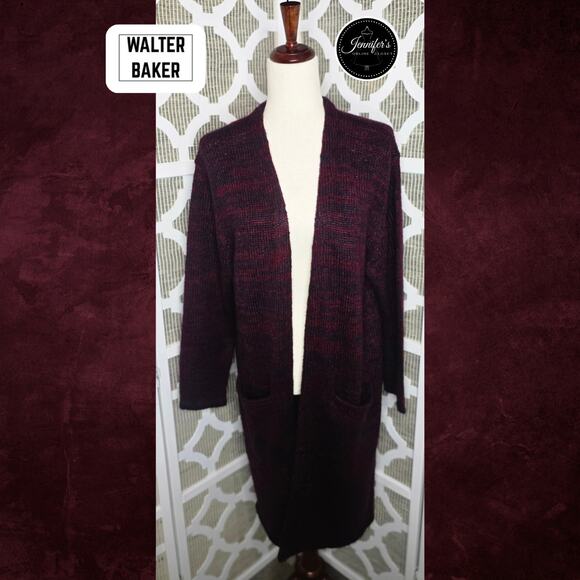 W118 by Walter Baker Sweaters - W118 by Walter Baker Red & Blue Soft Long Open Cardigan Size M